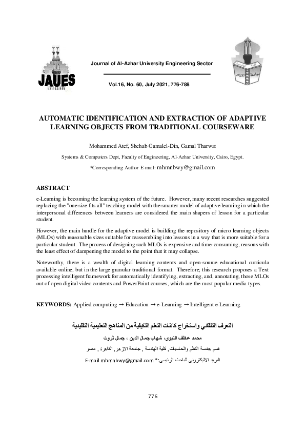(PDF) Automatic Identification and Extraction of Adaptive Learning ...
