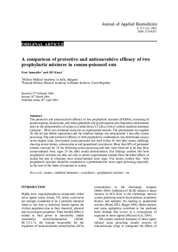 (PDF) A comparison of protective and anticonvulsive efficacy of two ...