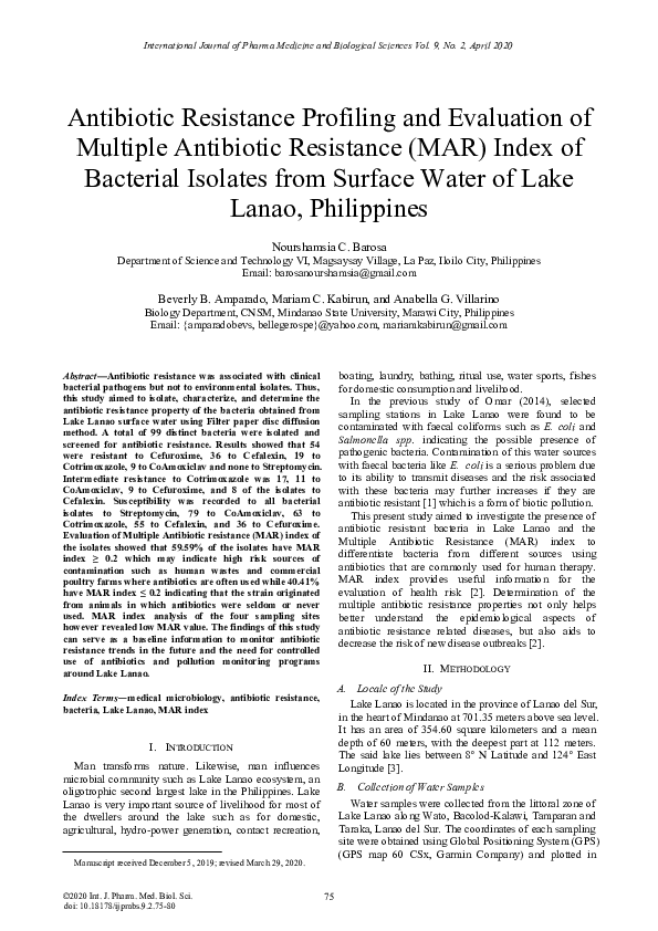 (PDF) Antibiotic Resistance Profiling and Evaluation of Multiple ...