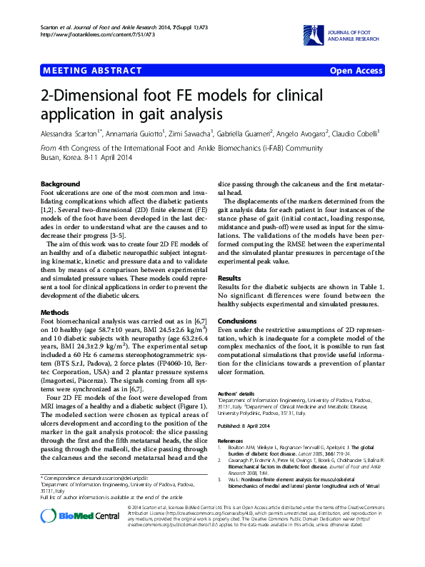 (PDF) 2-Dimensional foot FE models for clinical application in gait ...
