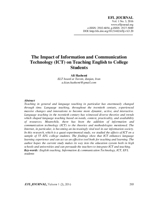 (PDF) The Impact of Information and Communication Technology (Ict) on ...