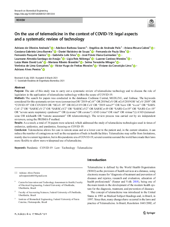 (PDF) On the use of telemedicine in the context of COVID-19: legal ...