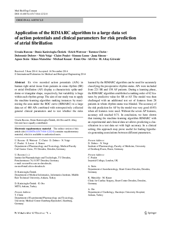 (PDF) Application of the RIMARC algorithm to a large data set of action ...