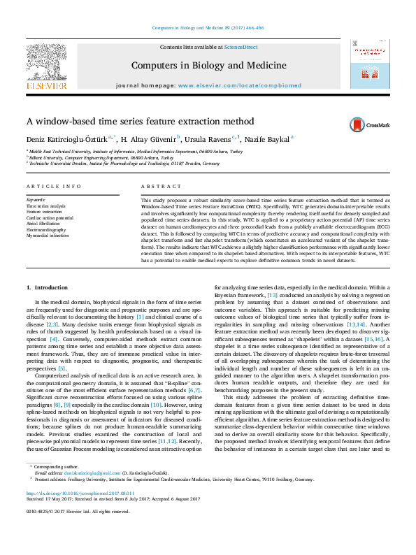 (PDF) A window-based time series feature extraction method
