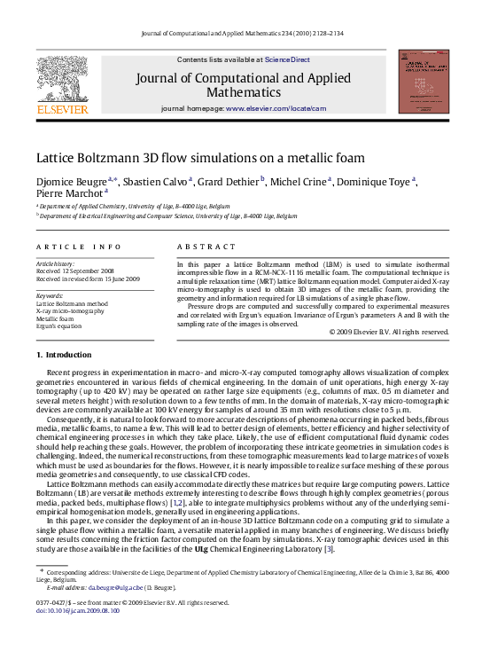 (PDF) Lattice Boltzmann 3D flow simulations on a metallic foam