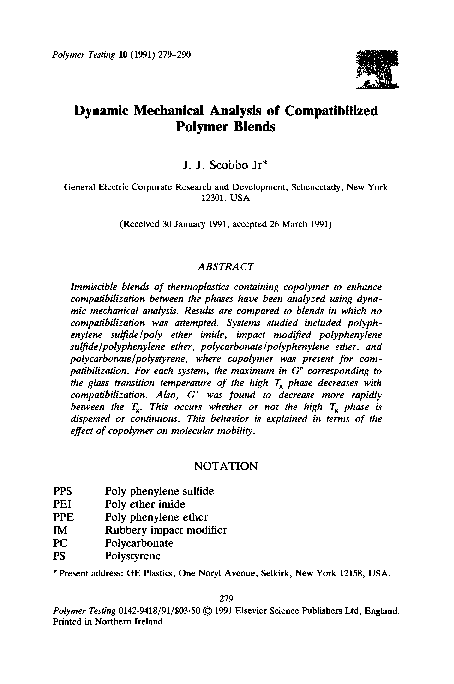 (PDF) Dynamic mechanical analysis of compatibilized polymer blends