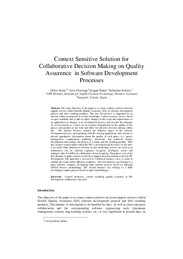 (PDF) Context Sensitive Solution for Collaborative Decision Making on ...