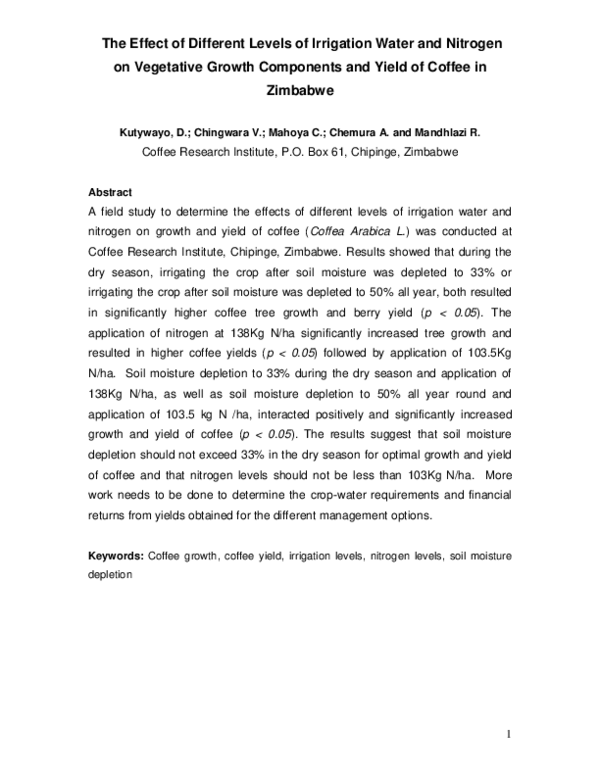 (PDF) The Effect of Different Levels of Irrigation Water and Nitrogen ...