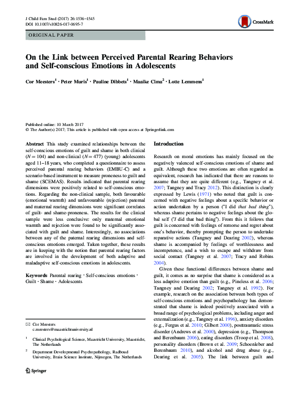 (PDF) On the Link between Perceived Parental Rearing Behaviors and Self ...