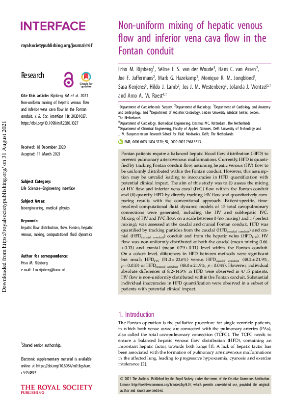 (PDF) Non-uniform mixing of hepatic venous flow and inferior vena cava ...