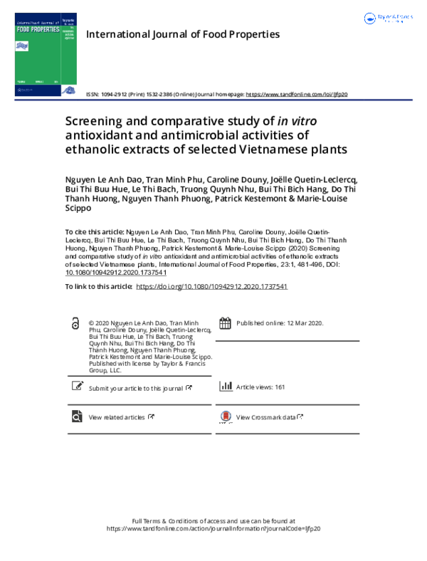(PDF) Screening and comparative study of in vitro antioxidant and ...