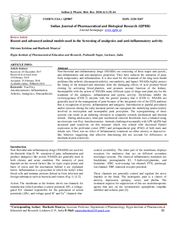 (PDF) Recent and advanced animal models used in the Screening of