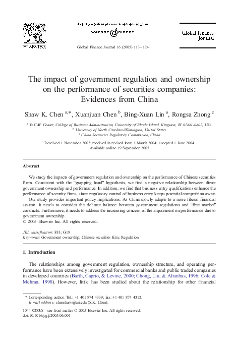 (PDF) The impact of government regulation and ownership on the ...