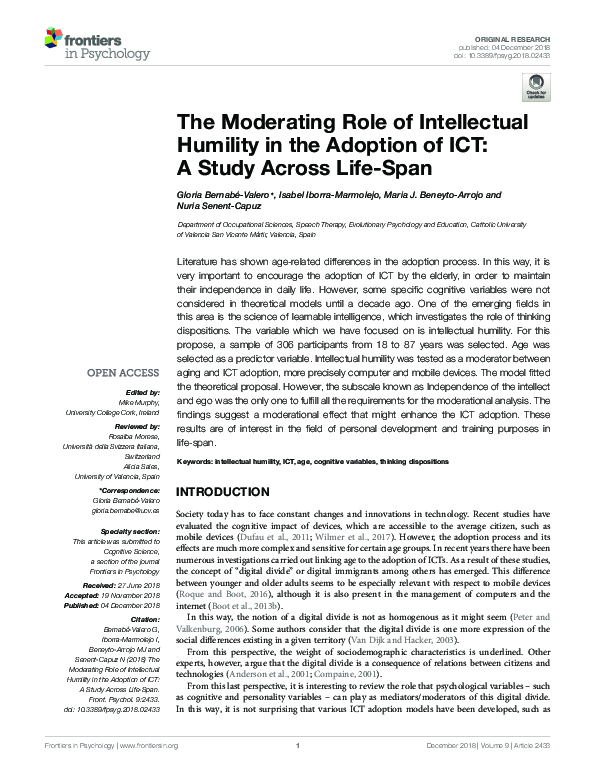 (PDF) The Moderating Role of Intellectual Humility in the Adoption of ...