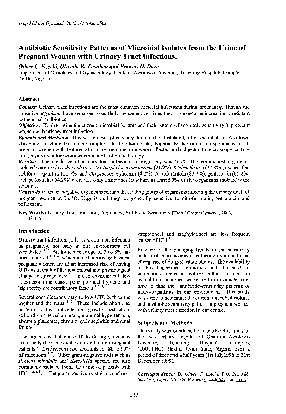 (PDF) Antibiotic Sensitivity Patterns of Microbial Isolates from the ...