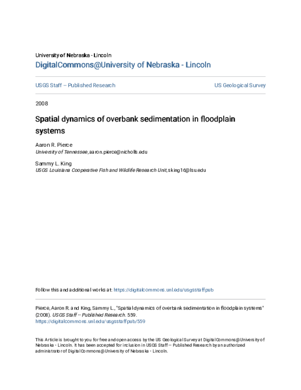 (PDF) Spatial dynamics of overbank sedimentation in floodplain systems