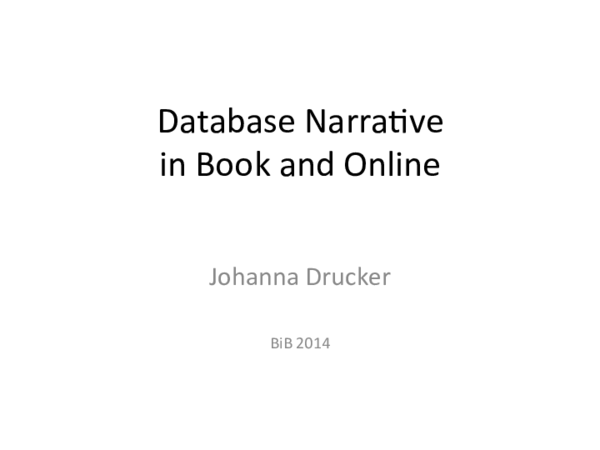 (PDF) Database Narrative in Book and Online