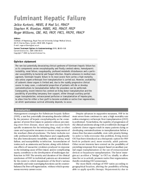 (PDF) Fulminant hepatic failure