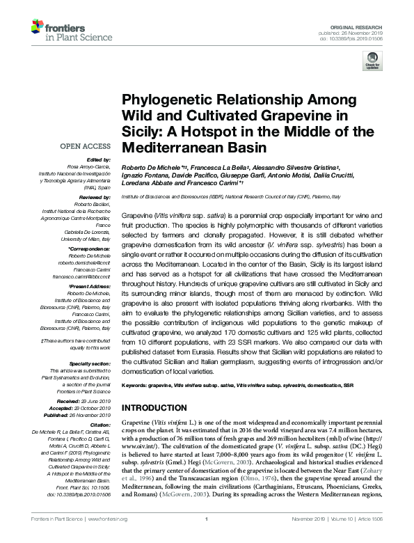(PDF) Phylogenetic Relationship Among Wild and Cultivated Grapevine in ...