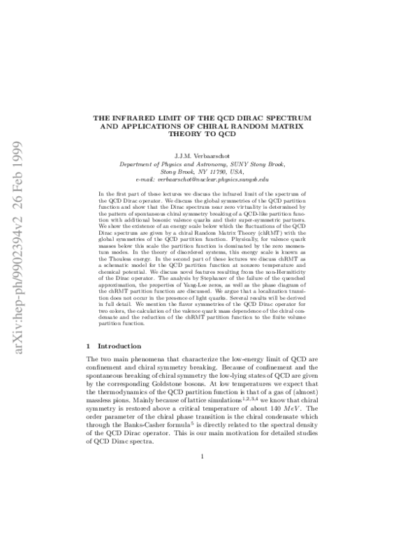(PDF) The Infrared Limit of the QCD Dirac Spectrum and Applications oc ...