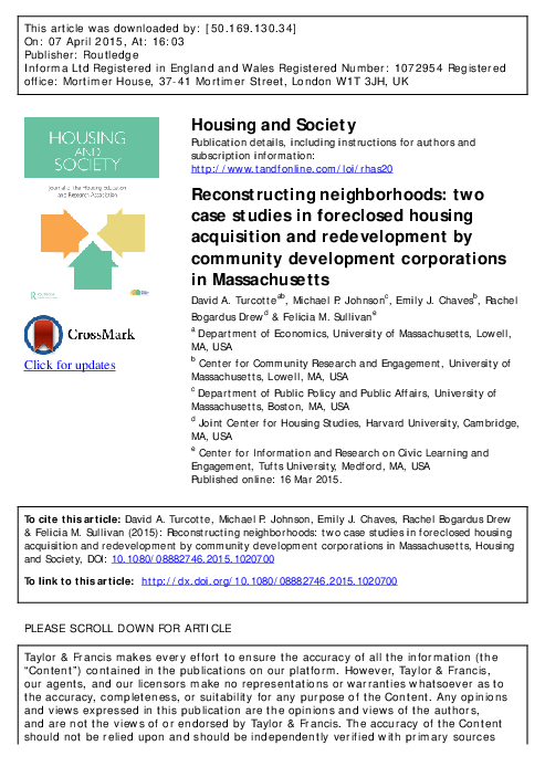 (PDF) Reconstructing Neighborhoods: Case Studies in Foreclosed Housing ...