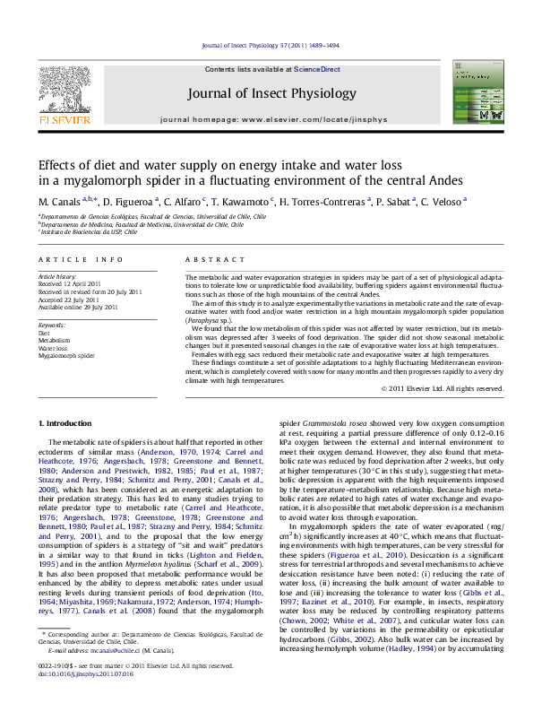 (PDF) Effects of diet and water supply on energy intake and water loss