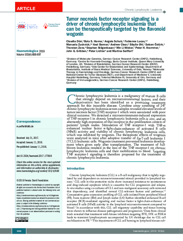 (PDF) Tumor necrosis factor receptor signaling is a driver of chronic ...