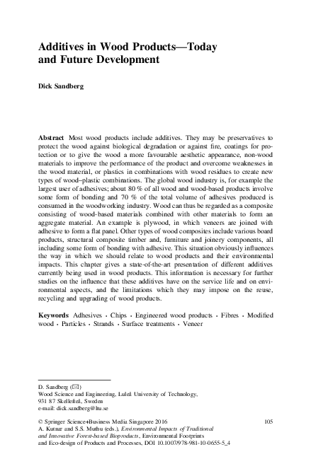 (PDF) Additives in Wood Products—Today and Future Development