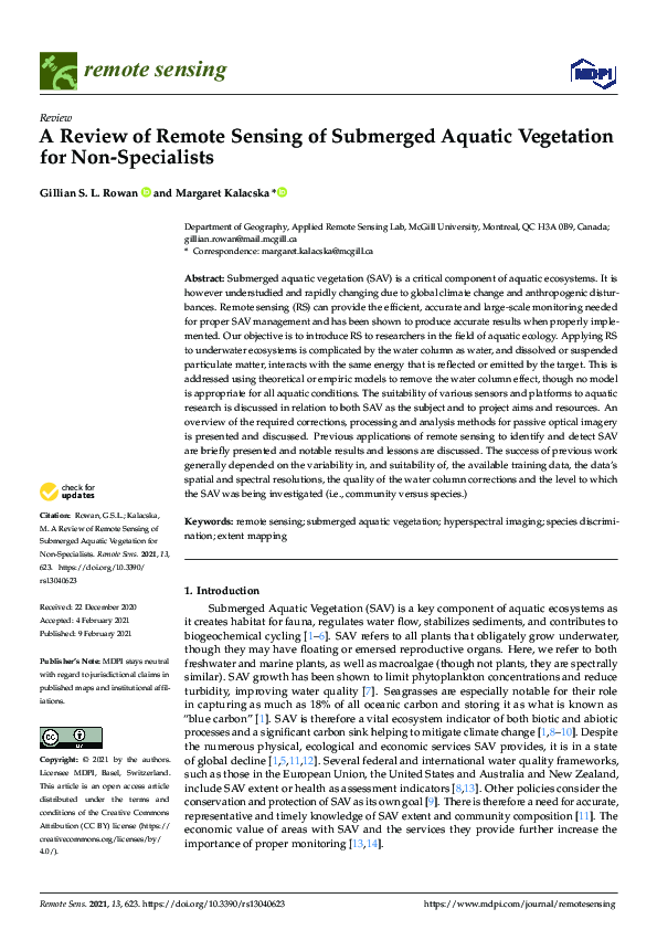 (PDF) A Review of Remote Sensing of Submerged Aquatic Vegetation for ...