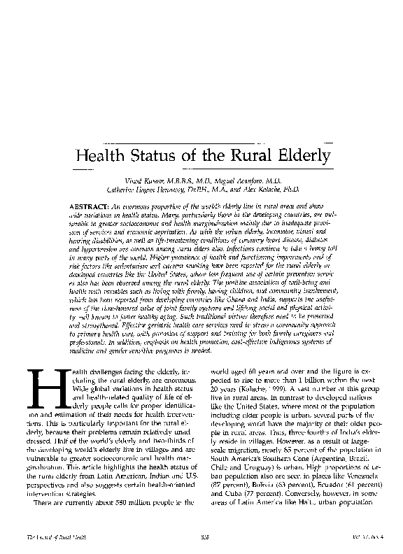 (PDF) Health status of the rural elderly