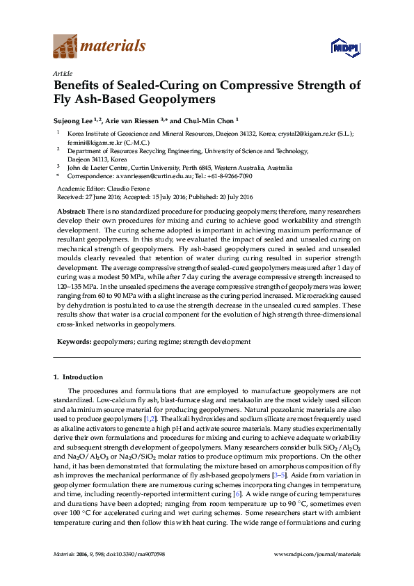 (PDF) Benefits of Sealed-Curing on Compressive Strength of Fly Ash ...