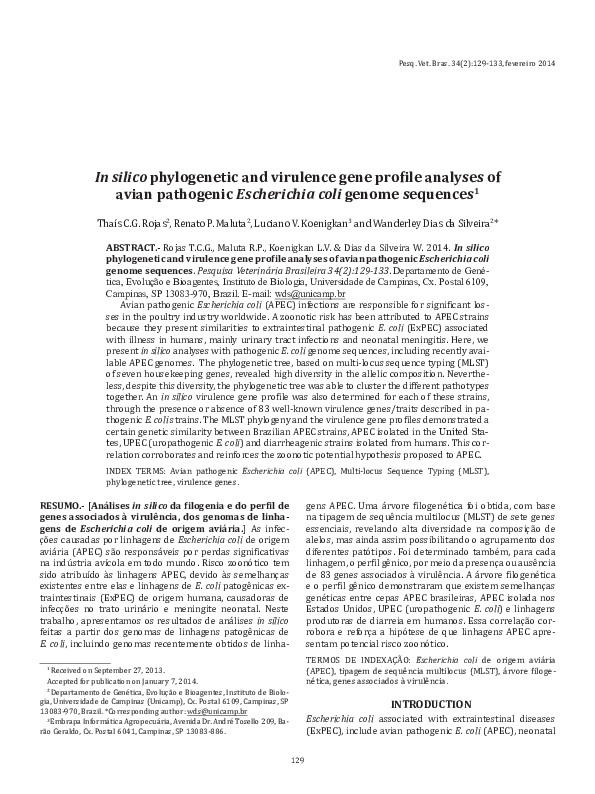 (PDF) In silico phylogenetic and virulence gene profile analyses of ...