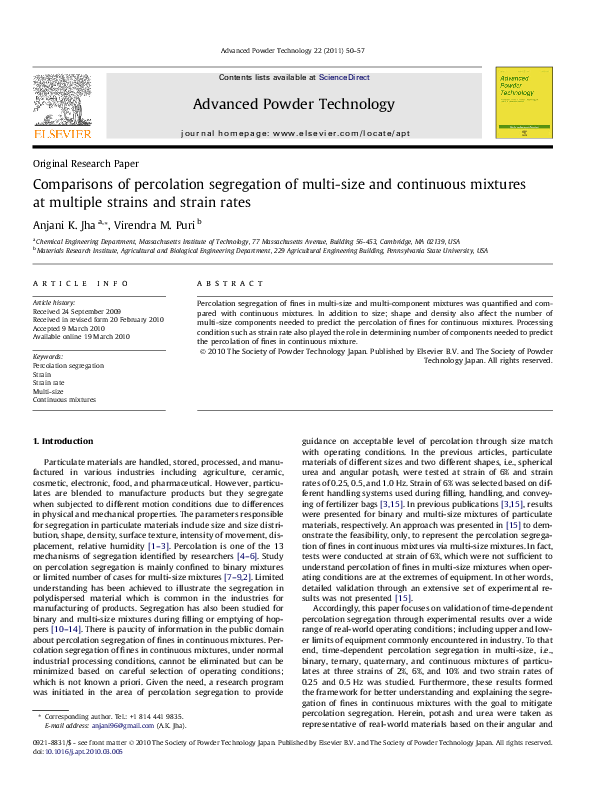 (PDF) Comparisons of percolation segregation of multi-size and ...