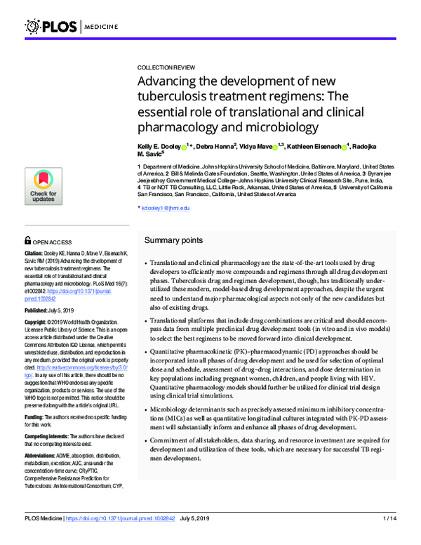 (PDF) Advancing the development of new tuberculosis treatment regimens ...