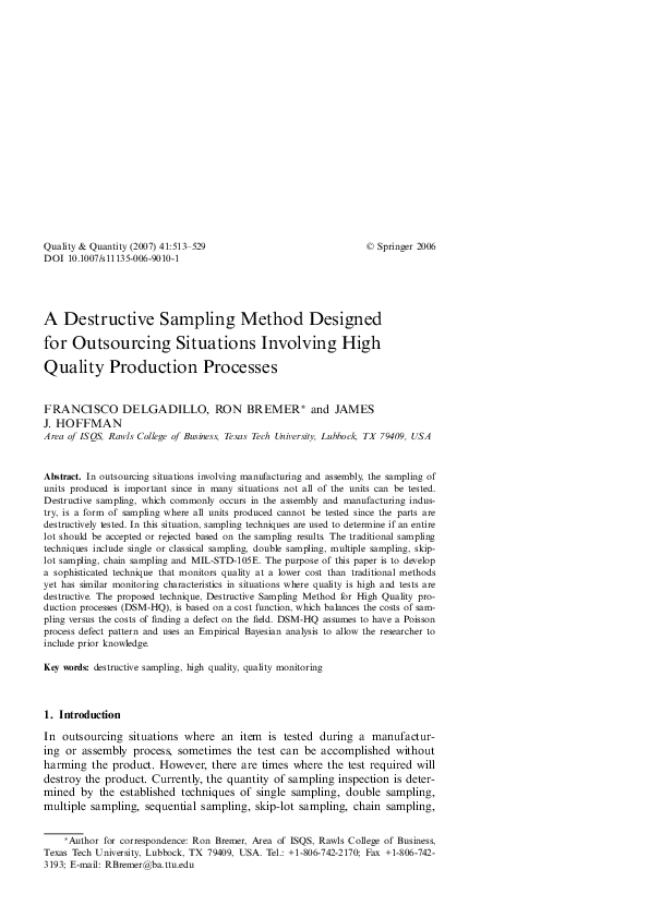 (PDF) A Destructive Sampling Method designed for outsourcing situations ...