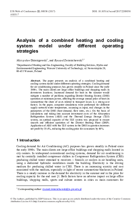 (PDF) Analysis of a combined heating and cooling system model under ...