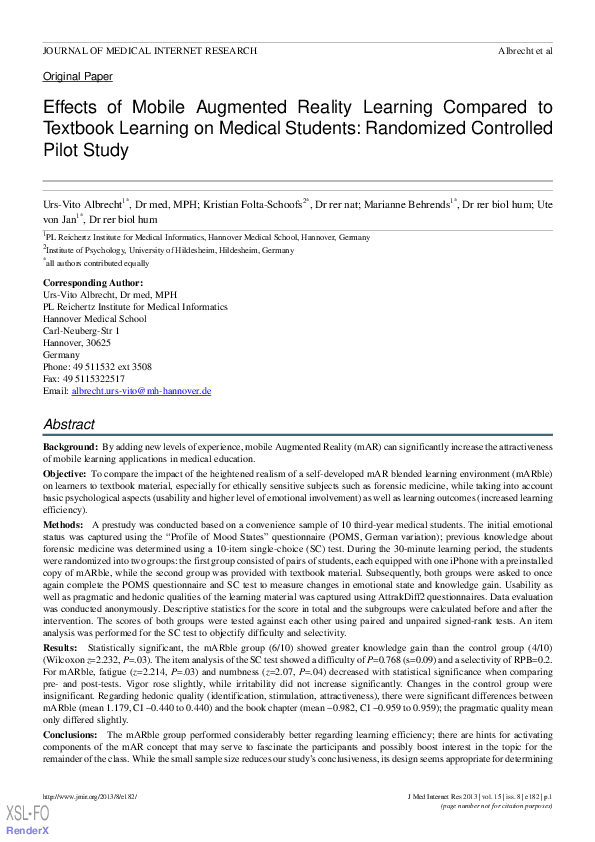 (PDF) Effects of Mobile Augmented Reality Learning Compared to Textbook ...