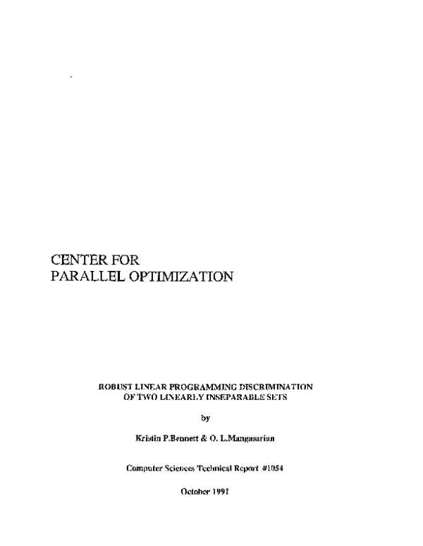 (PDF) Robust linear programming discrimination of two linearly ...