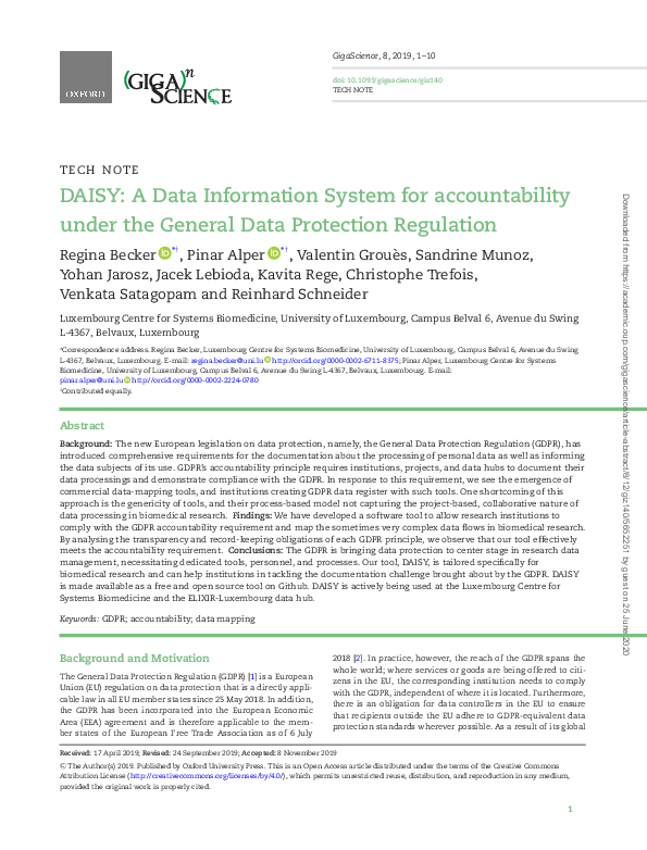 (PDF) DAISY: A Data Information System for accountability under the ...