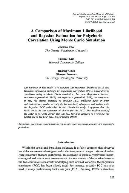 (PDF) A Comparison of Maximum Likelihood and Bayesian Estimation for ...