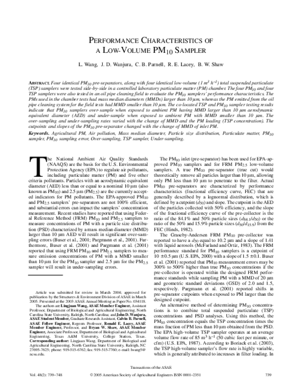 (PDF) Performance Characteristics of Low-Volume PM10 Inlet and TEOM ...