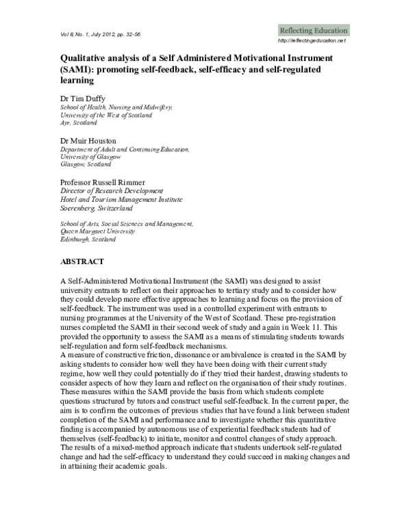 (PDF) Qualitative analysis of a Self Administered Motivational ...
