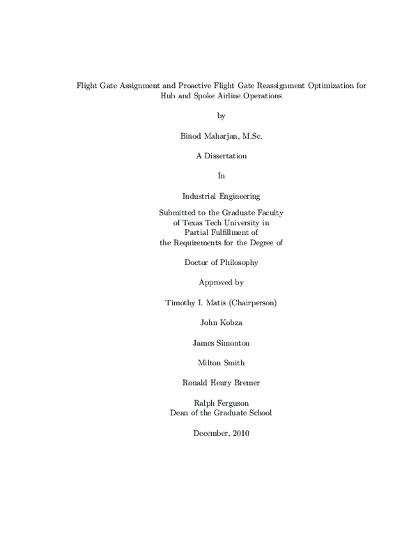(PDF) Flight Gate Assignment and Proactive Flight Gate Reassignment ...