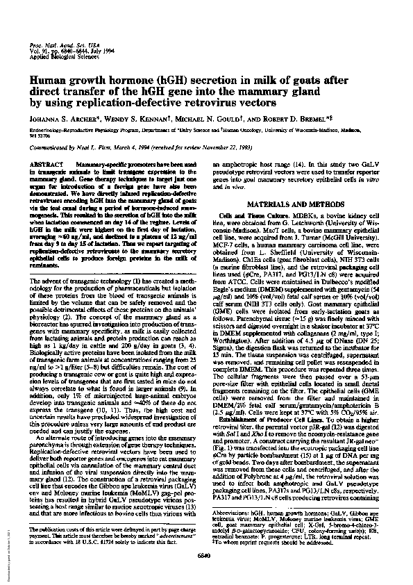 (PDF) Human growth hormone (hGH) secretion in milk of goats after ...