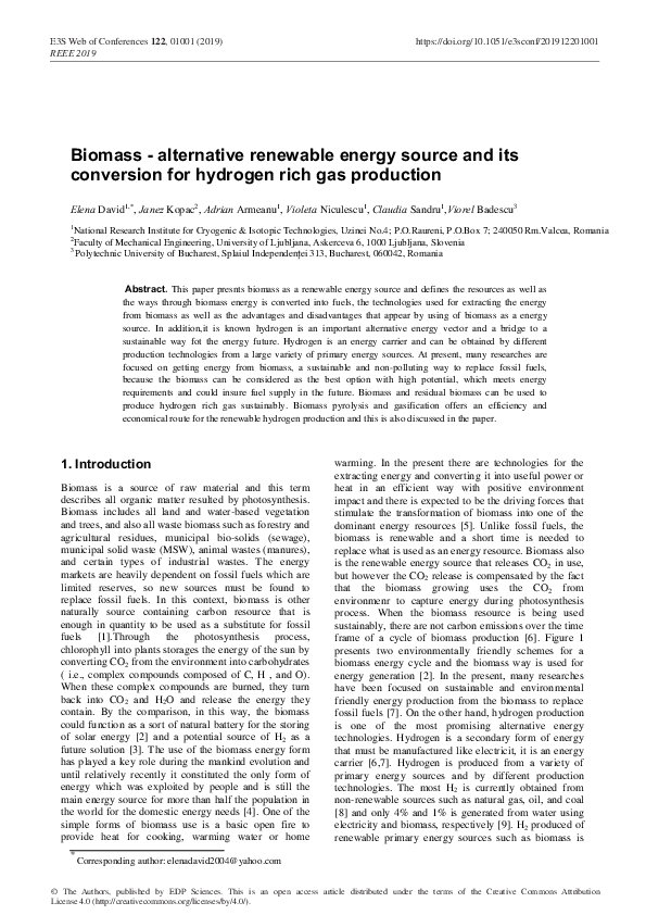 (PDF) Biomass - alternative renewable energy source and its conversion ...