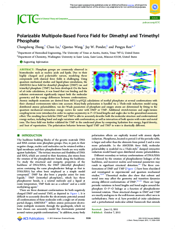(PDF) Polarizable Multipole-Based Force Field for Dimethyl and ...