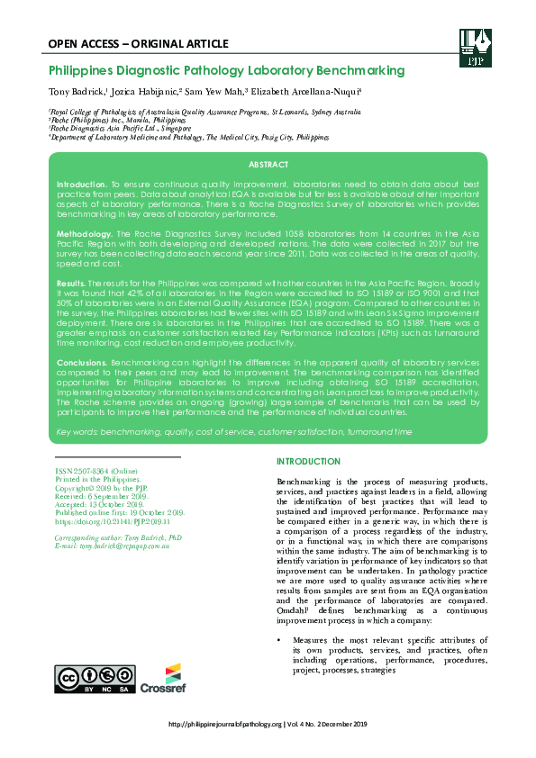 (PDF) Philippines Diagnostic Pathology Laboratory Benchmarking sam
