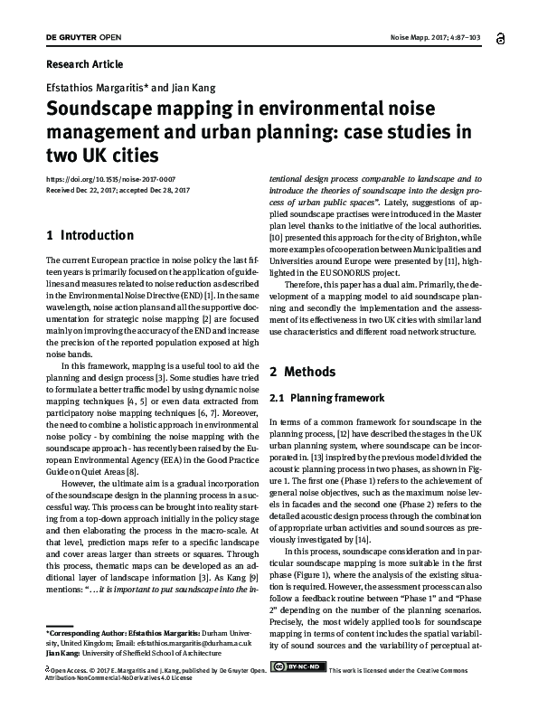 (PDF) Soundscape mapping in environmental noise management and urban ...