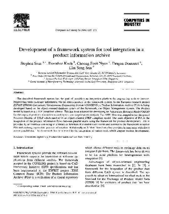 (PDF) Development of a framework system for tool integration in a ...