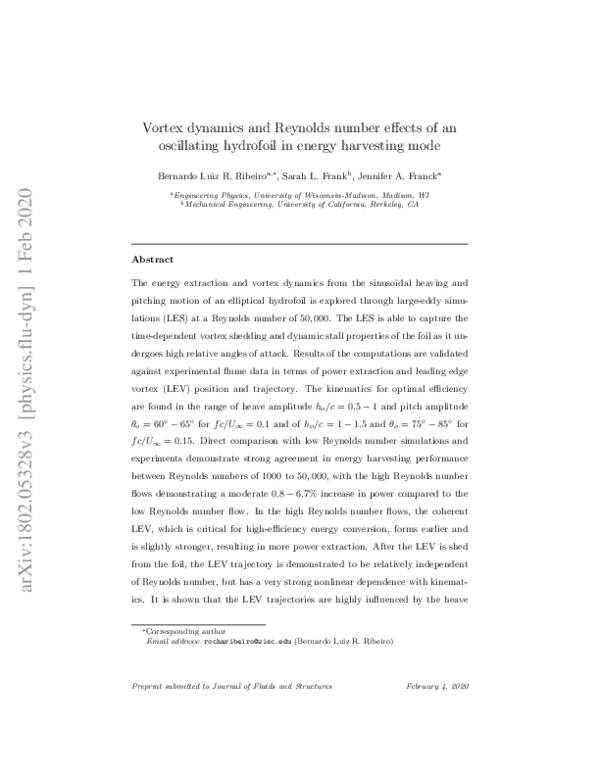 (PDF) Vortex dynamics and Reynolds number effects of an oscillating ...